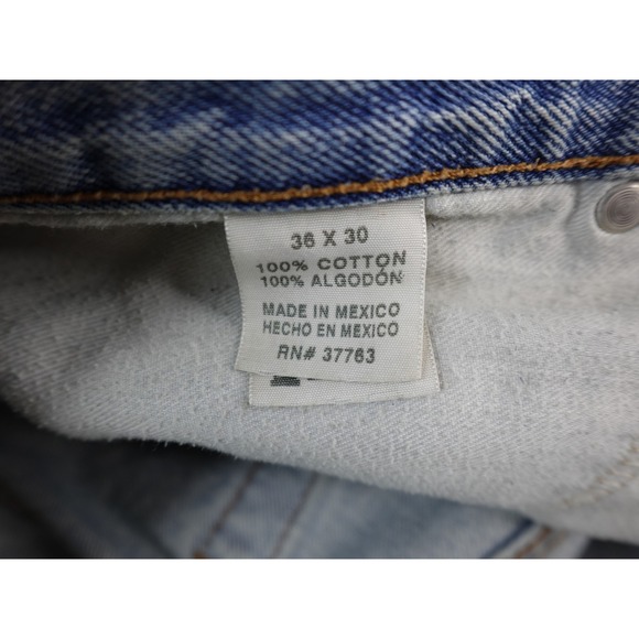 Mens Light Wash Denim Jeans Distressed Relaxed Fit Straight Leg 36x30 - Picture 9 of 15